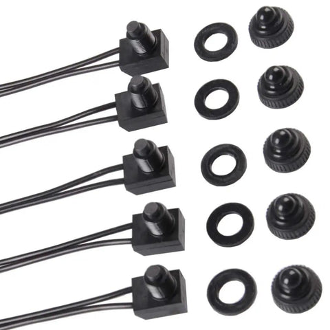 5 Pack 12V Push Button Switches Waterproof On Off Micro Light Toggle For Motorcycle Car Truck Boat Marine Black 6A Surface Mounted