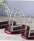 Newton's Cradle Pendulum Dynamics Learning Kit for Hands On Education and Large Desk Decor, four metal cradles