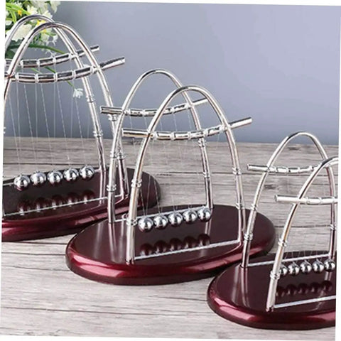 Newton's Cradle Pendulum Dynamics Learning Kit for Hands On Education and Large Desk Decor, four metal cradles