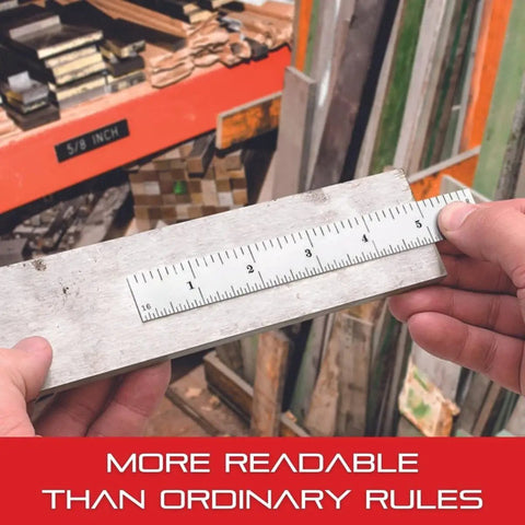 Full Flexible Steel Rule With Satin Chrome Finish, Quick Reading Inch Graduations, 5R Scale, 6 Inch Length, 1/64 Inch Thickness image showing easy readability.