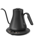 Gooseneck Electric Kettle With Precise Temperature Control Plus Or Minus One Degree Fahrenheit, BPA Free Stainless Steel Interior, 1500W Fast Heating, Perfect For Pour Over Coffee And Tea At Home, Boil Water Quickly, 0.9 Liter, Dark Grey on a kitchen counter
