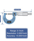 Precision Dial Caliper And Micrometer Kit Pro Grade With Stainless Steel Ruler, 0-1 inch micrometer, measurements displayed.