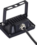 JUDYSSY 10W Led Flood Lights, Dc 12-24V Security Lighting Ip65 Waterproof Gard, detailed view of black aluminum housing with heat fins.