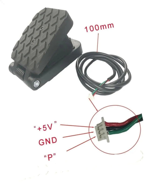 Hall Effect Speed Control Pedal Accelerator For PWM Modules with throttle curve, 100mm pedal height, features wiring connections.