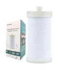 1 Micron High Density Activated Carbon Fiber Cartridge Replacement For Shower Head And Washing Machine Filters beside packaging
