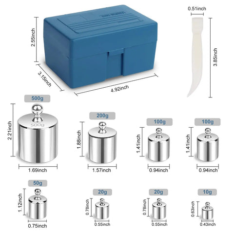 Calibration Weight Kit 1000g Eight Pieces OIML Class M1 High Precision For Digital Scales And Lab Scales With Tweezers