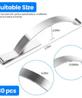 30 Pack Stainless Steel Window Screen Clips Heavy Duty Tough As Nails Rust And Corrosion Proof Screen Retainer Tension Clips 69mm By 6.4mm Replacement Hardware For Aluminum Window Screens And Door Installations, shown with size measurements