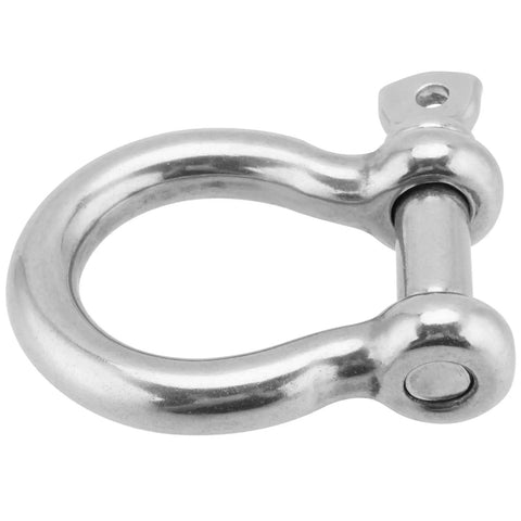 Close-up of Tough As Nails 15 Pack 1/4 Inch 304 Stainless Steel Screw Pin Shackle, durable for rigging ropes and chains.