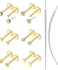 20G Flat Back Threadless Earrings For Women And Men Hypoallergenic 316L Surgical Stainless Steel Nose Lip Tragus Cartilage Medusa Piercing Jewelry 2mm Studs With 14K Gold Filled Shine, 12 styles
