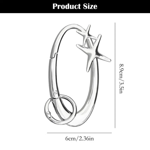 Extra Large Chrome Carabiner Keychain For Keys, Purses, Backpacks And Bags, Silver Alloy Metal Ring Charm, product size dimensions visible