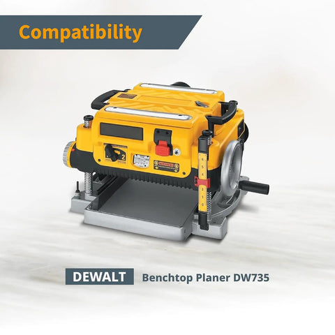 Dewalt Benchtop Planer DW735 showcasing compatibility for Heavy Duty 4 Inch Pipe Hose Adapter Quick Coupler for Workshop Dust Collection ABS.