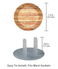 Slick Pine Wood Texture Child Proof Outlet Covers For Wall Sockets, 1.3 in size, solid reusable plastic for safety.