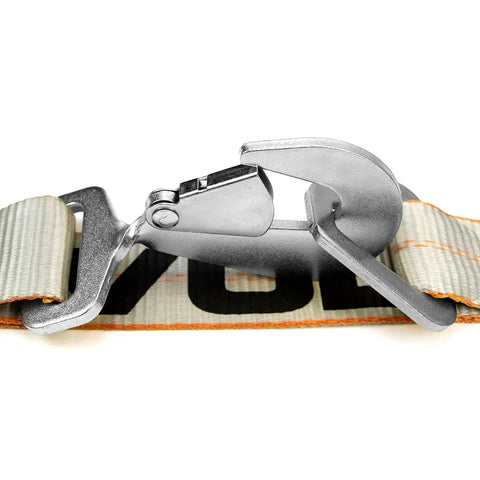 Axle Tie Down Strap Kit With Ratchet And Snap Hooks 2 Inch By 114 Inch Silver Series 4 Pack 3300 Pound Safe Working Load Cordura Wear Pad
