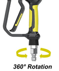 Beefed-Up 3600 PSI Pressure Washer Gun With 30 Inch Swivel Quick Connect Extension Wand direct connect to M22 fittings, yellow handle