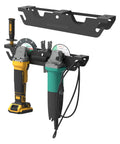 Two Bay Angle Grinder Holder Rack With Cord Hanger And Wall Mount Bracket For Grinders Cutters And Polishers Space Saving Garage