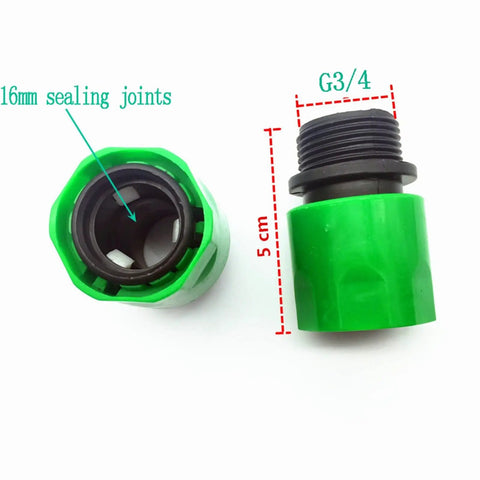 100 Pack 3/4 Inch Garden Drip Irrigation Quick Connect Fittings And Adapters, Male Quick Connects, 16mm Seal Hose Fittings, Hose Splitter Irrigation Fittings For Home Yard Plant Watering, green plastic G3/4 fitting with 16mm seal