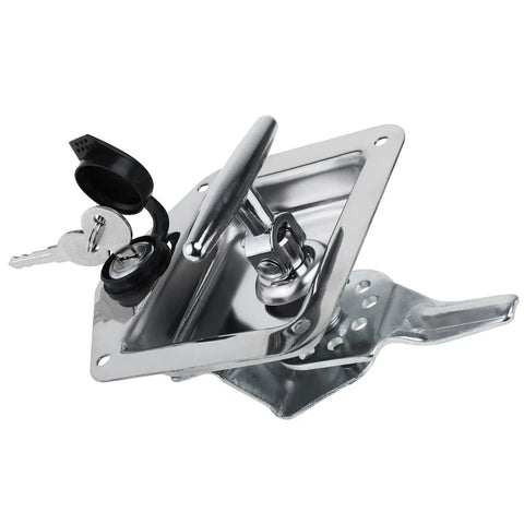 Six Pack Stainless Steel Car Trailer Door Latch T-Handle Locking Paddle Entry Door Lock For Truck Toolbox And RV Secure Latch System With Corrosion Resistant 304 Stainless Steel Heavy Duty Construction Built To Last displayed with keys