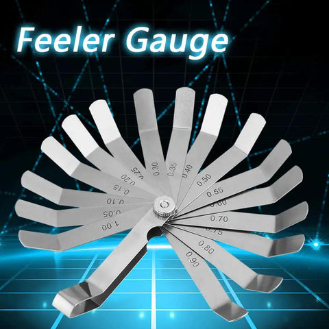 Stainless Steel Curved Feeler Gauge For Welding Gap Size Measurement And Slot Size Inspecting Tool displayed on grid background