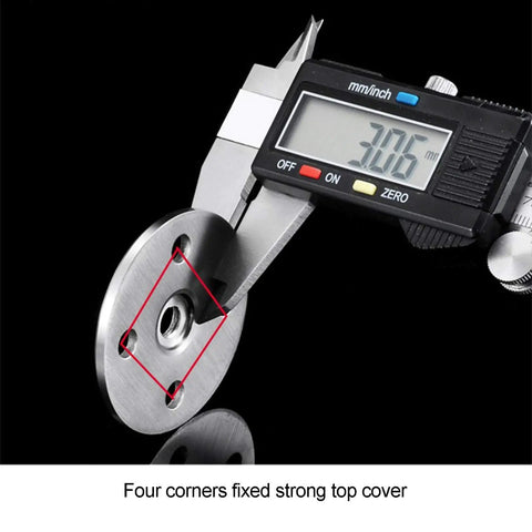 Heavy Duty Adjustable Cabinet Legs With Slick Brushed Stainless Steel Finish measuring precision with caliper on strong top cover
