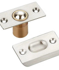 Two Sets Ball Catch Kits For Interior Doors Dual Adjustable Silver Door Latches close-up showing durable steel construction