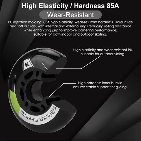 8 Pack Inline Skate Wheels Replacement Set In 72mm 76mm And 80mm Sizes With ABEC9 Bearings For Indoor Outdoor Rollerblades Derby And K2 85A Hardness