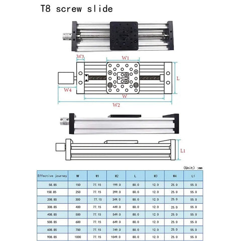Premium 3D Printer Parts Z Axis Lead Screw T8 Bundle Kit For C-Beam Sliding Table DIY Projects Linear Actuator 150mm 200mm 250mm Length Durable Metal Screw With Lead 4mm For Smooth Precision Motion T8 screw slide with dimensions chart