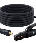 Heavy Duty 200 Amp Welding Electrode Holder Lead Assembly With Dinse 10 25 Connector And 2 AWG Copper Cable 15 Feet Made In USA FlexAPrene Pro Grade Nylon Body High Conductivity Jaws And Coiled Spring