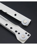 Two Cabinet Rails And Drawer Track Slides For Quiet Smooth Movement On Computer Desks And Keyboard Setups Includes Chute And Roller Pulley System For Cabinets No Fuss Install 16 Inch Length, close-up of white rails and rollers.