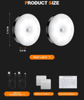 Rechargeable Magnetic Puck Lights With Motion Sensor, Three Lighting Modes And Dimmable Brightness, with accessories shown.