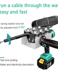 Portable Electric Wire Threading Machine With Powerful 48V Lithium Battery No Sweat Cable Stringer for routing cables with adjustable wire rod.