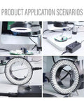 Pro Grade 144 LED Ring Light For Stereo Microscope Illuminator With Adjustable Brightness Dimmer Switch Ideal For Industry Camera Work And Lab Precision Lighting used on microscope bench