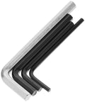 Sleek L Shaped Hex Key Wrench Set for Bike And Motorcycle Maintenance Nickel Plated Carbon Steel Star Drive Tools Sizes M3 To M6 Black Silver Finish Must Have Repair Kit, 5-piece set