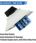 Heavy duty Beefy 63A Rotary Changeover Switch with flame-retardant housing and copper parts, focus on silver alloy point connection.