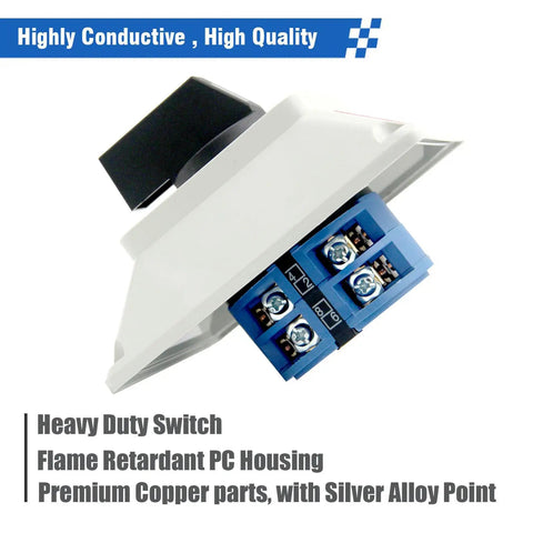 Heavy duty Beefy 63A Rotary Changeover Switch with flame-retardant housing and copper parts, focus on silver alloy point connection.