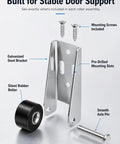 Heavy Duty Vertical Track Roller Wheel With Bracket Handles Heavy Doors Like A Dream Quiet Rubber Glides Anti Wobble Support For Cabinets Furniture Universal Fit Single Orange Piece, includes galvanized steel bracket and silent rubber roller.