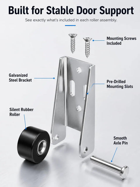Heavy Duty Vertical Track Roller Wheel With Bracket Handles Heavy Doors Like A Dream Quiet Rubber Glides Anti Wobble Support For Cabinets Furniture Universal Fit Single Orange Piece, includes galvanized steel bracket and silent rubber roller.