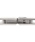 Badass Tough Solid Brass Glass To Glass Hinge In Sleek Satin Chrome showcasing smooth design for frameless shower doors.