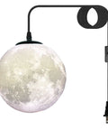 Plug In Moon Lamp Pendant Light With Cord For Kids Room White Sixteen Point Four Foot Hanging Light Cord With Switch Wall Outlet Powered Three Color Options Lit Soft Neutral 3D Painted Moon Night Light Bulb Included
