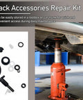 Score This Dope 17 Piece Bottle Jack Repair Kit For 3 Ton Hydraulic Vertical Lift with various seals and gaskets displayed.