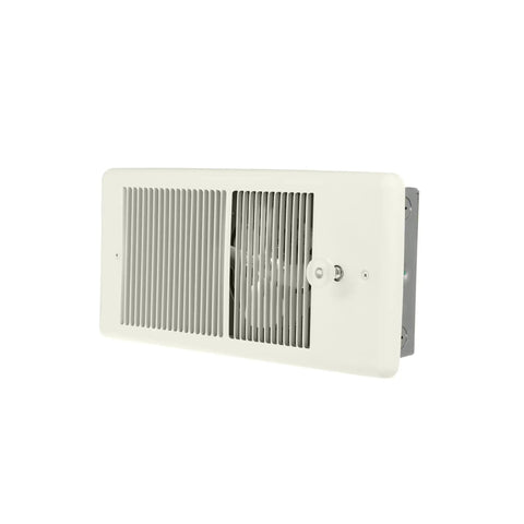Low Profile 4300 Series Fan Forced Wall Heater No Thermostat, Ivory Finish, 1000/750 W, UL Listed, steel housing, side view