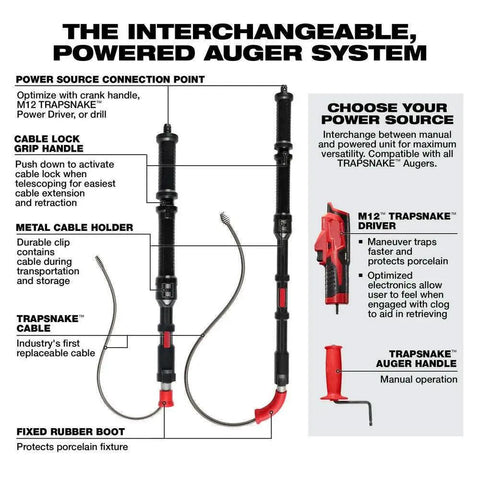 Heavy Duty Cordless Drain Snake And Toilet Auger Set with power source and cable components for effective clog removal