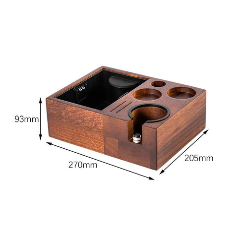 Level Up Your Pour With This Espresso Tamping Station Featuring A Heavy Duty Coffee Tamper Holder And Powder Distributor. Non Slip Rubber Base Keeps Mess At Bay. This espresso tamping station measures 270x205x93mm.