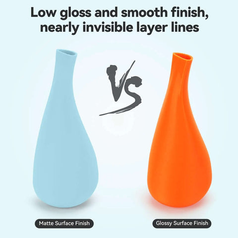 Matte PLA Filament 1.75mm Light Blue 1kg Spool Fits Most FDM 3D Printers With Dope Matte Finish, vase comparison with matte and glossy finish.
