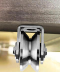 Close-up of 1.89 inch V Groove wheel pulley made from tough 201 stainless steel, designed for sliding gate tracks.