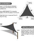 Triangle Shade Sail 14 Foot By 14 Foot By 14 Foot Dark Grey Outdoor Canopy measurement and installation guide