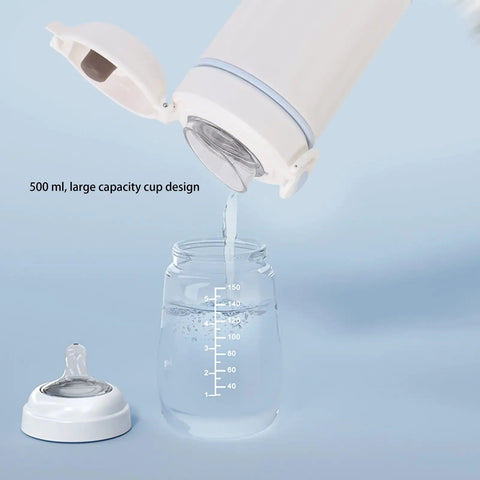 Rechargeable Electric Kettle And 316 Stainless Steel Travel Mug With 500ml Quick Boil pouring water into a clear measuring jar.