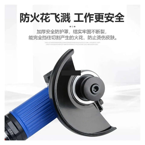 ProGrade Pneumatic Angle Grinder With Heavy Torque And Adjustable Power Dial Compact Lightweight Powerhouse detail showing protective guard and power dial.