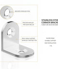 Stainless Steel Right Angle Corner Bracket For Bed Frames And Cabinets, durable silver finish, seamless construction, 1 piece