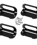 Set of 4 flat black recessed drawer pull handles with mounting screws, 3 inch size, zinc alloy construction, 64 mm center hole spacing.