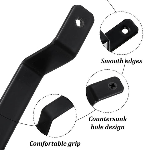 Close-up of 4 Pack 7.87 Inch Black Barn Door Handles Built To Last Heavy Duty Rustic Metal Cabinet Pulls For Sliding Doors Gates Fences